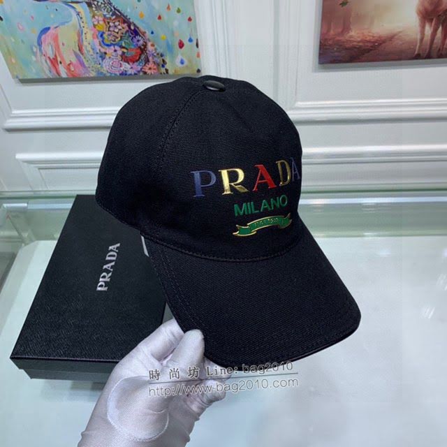 Prada男女同款帽子 普拉達字母刺繡鴨舌帽棒球帽  mm1733